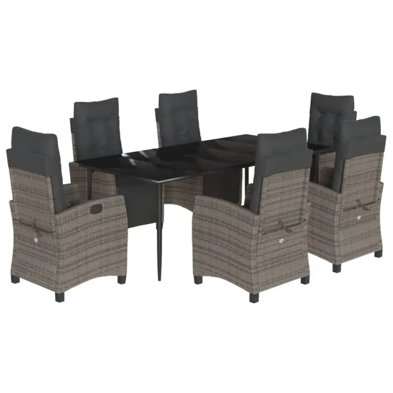 Tuinstoelset met poly rattan en gemakkelijk schoon gehard glas - Tuinsets