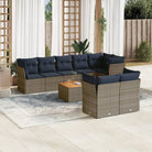 Tuinstoelset met poly rattan en gepoedercoat staal voor terras en tuin - Grijs / 5x hoek + Tafel + 3x midden - Tuinsets