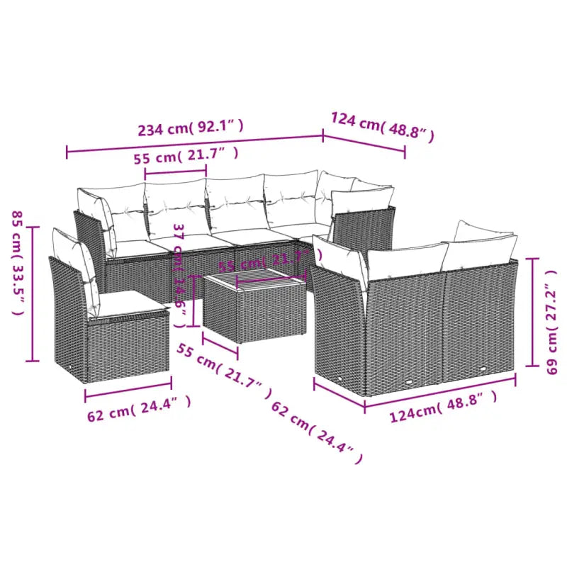 Tuinstoelset met poly rattan en gepoedercoat staal voor terras en tuin - Tuinsets