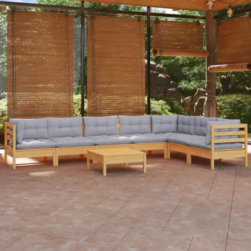 Tuinstoelset met voetenbank en tafel van massief grenenhout - Tuinsets