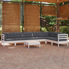 Tuinstoelset met voetenbank en tafel van massief grenenhout - Wit - Tuinsets