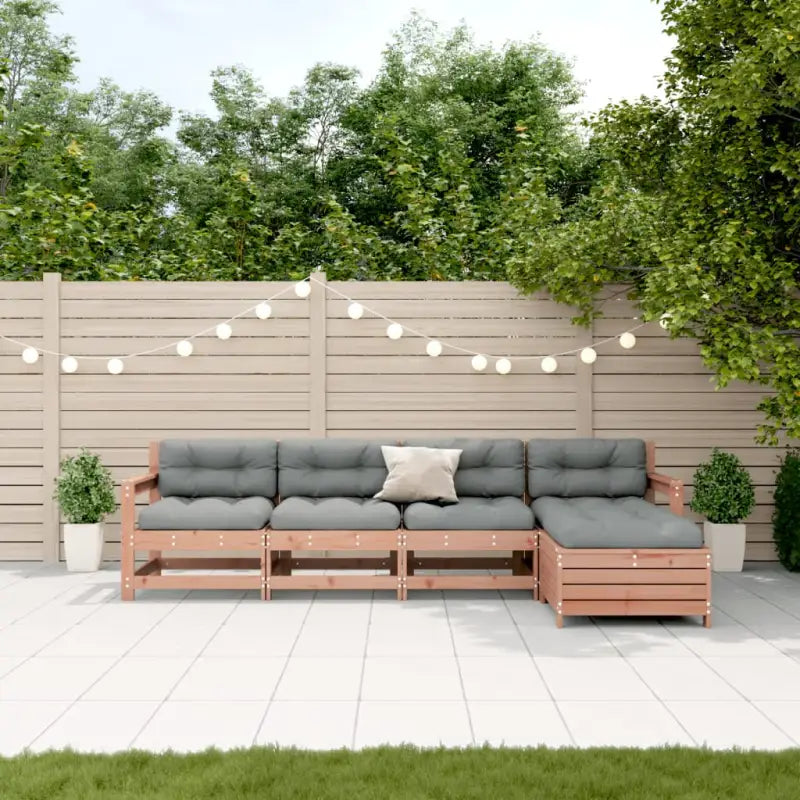 Tuinstoelset van massief douglashout met gelat ontwerp en modulair design - Natuurlijk douglashout - Tuinsets