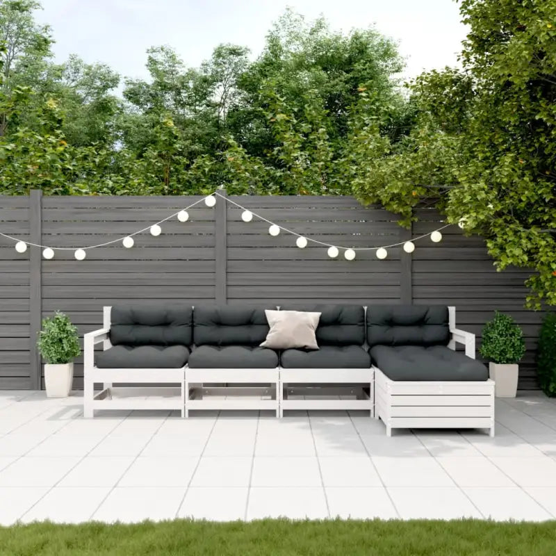 Tuinstoelset van massief douglashout met gelat ontwerp en modulair design - Wit grenenhout - Tuinsets