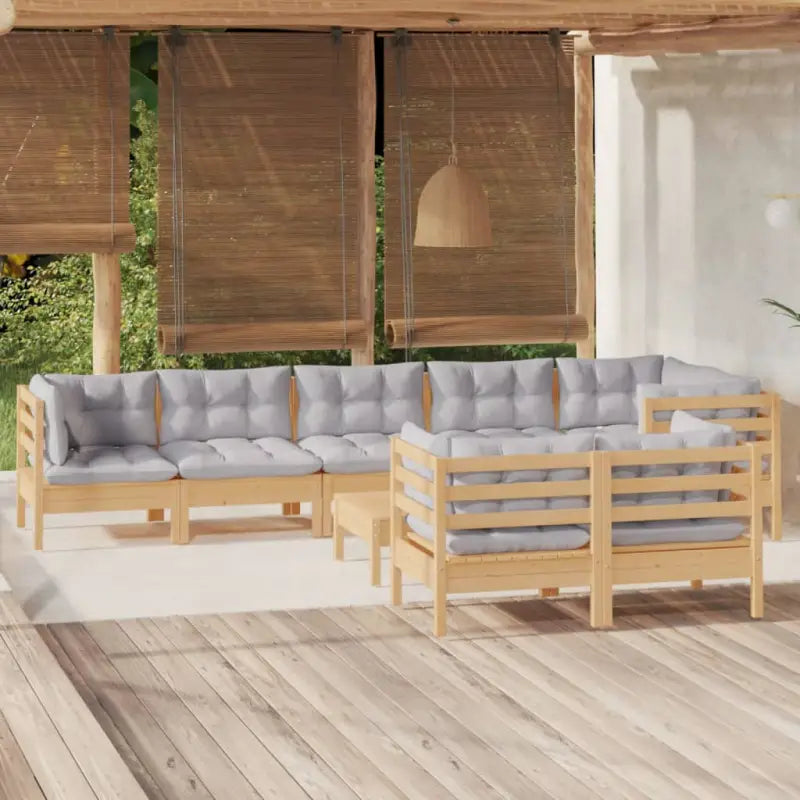Tuinstoelset van massief grenenhout met voetenbank en tafel - Tuinsets