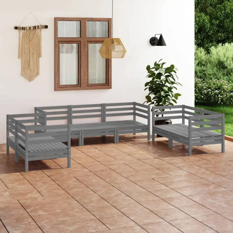 Tuinstoelset van massief grenenhout voor ontspannen tuinplezier - Grijs - Tuinsets
