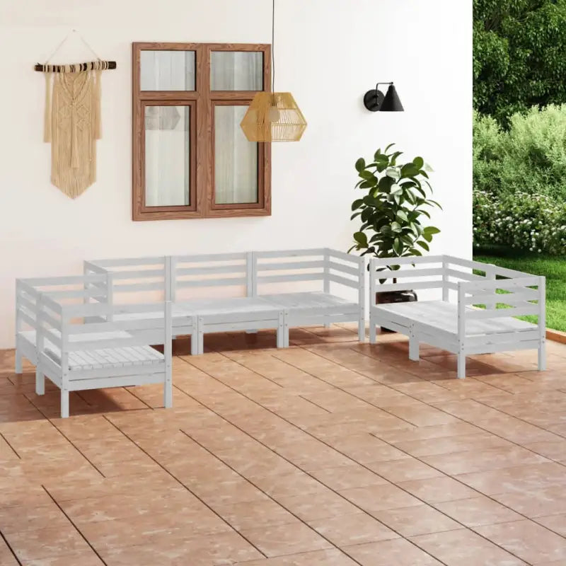 Tuinstoelset van massief grenenhout voor ontspannen tuinplezier - Wit - Tuinsets
