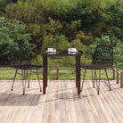 Tuinstoelset van poly rattan met gehard glas en eenvoudig schoonmaken - Zwart / 80 cm tafellengte - Tuinsets