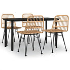 Tuinstoelset van poly rattan met gehard glas en eenvoudig schoonmaken - Tuinsets