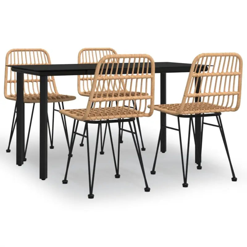 Tuinstoelset van poly rattan met gehard glas en eenvoudig schoonmaken - Tuinsets