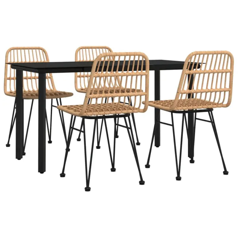 Tuinstoelset van poly rattan met gehard glas en eenvoudig schoonmaken - Tuinsets