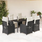 Tuinstoelset van poly rattan met gemakkelijk schoon en gehard glas - 160 cm tafellengte / Ronde poot - Tuinsets