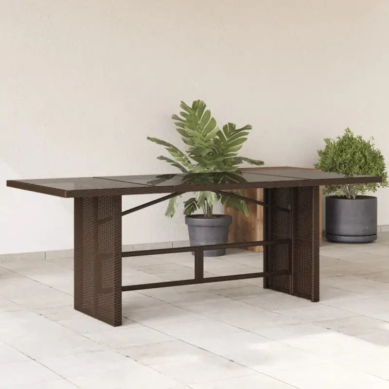 Tuintafel met gehard glas blad en duurzaam poly rattan - Tuintafels
