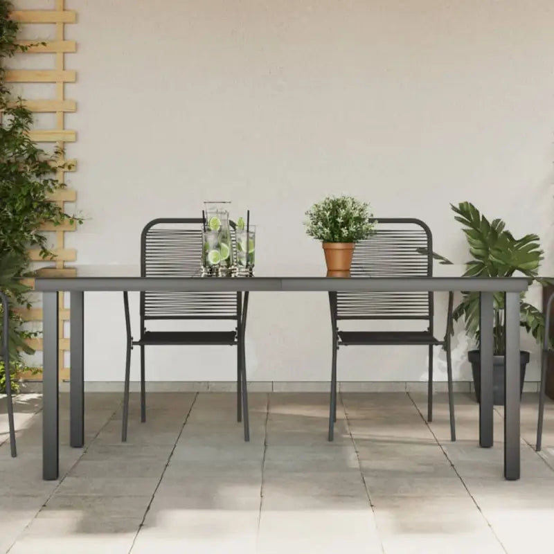 Tuintafel met glazen blad en aluminium frame voor tuin of terras - Zwart / 190 x 90 cm / 1 - Tuintafels