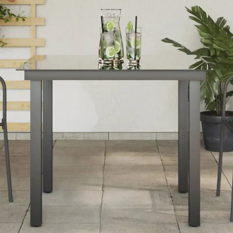 Tuintafel met glazen blad en aluminium frame voor tuin of terras - Zwart / 80 x 80 cm / 1 - Tuintafels