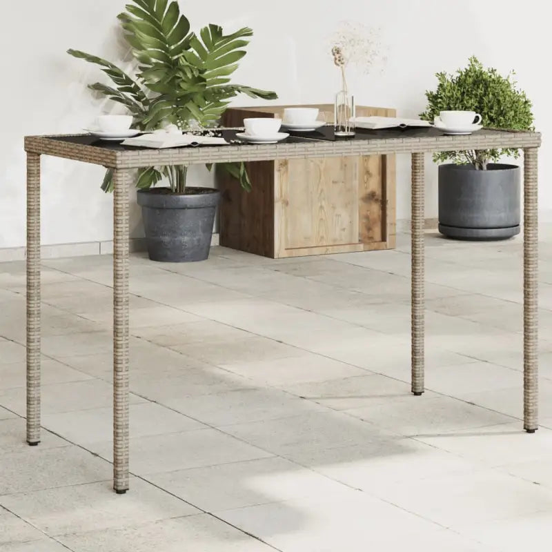 Tuintafel met glazen blad en poly rattan voor buiten gemakkelijk schoon - Grijs / 1 / Glas - Tuintafels