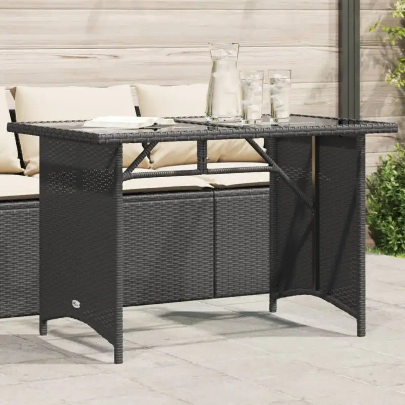 Tuintafel met glazen blad en poly rattan voor buitening - Zwart / 1 / Glas - Tuintafels