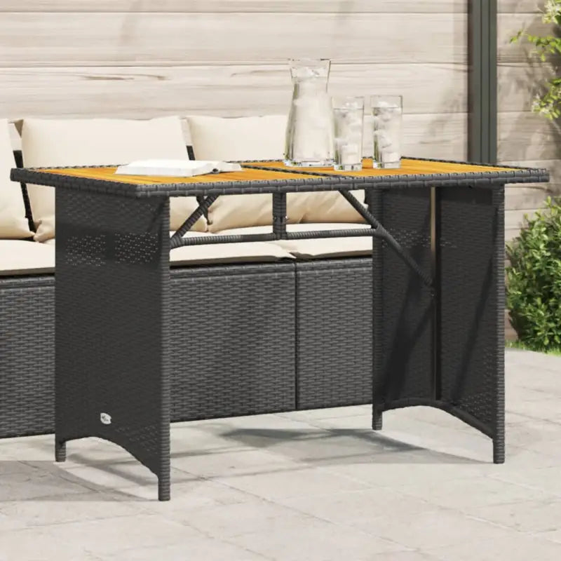 Tuintafel met glazen blad en poly rattan voor buitening - Zwart / 1 / Hout - Tuintafels