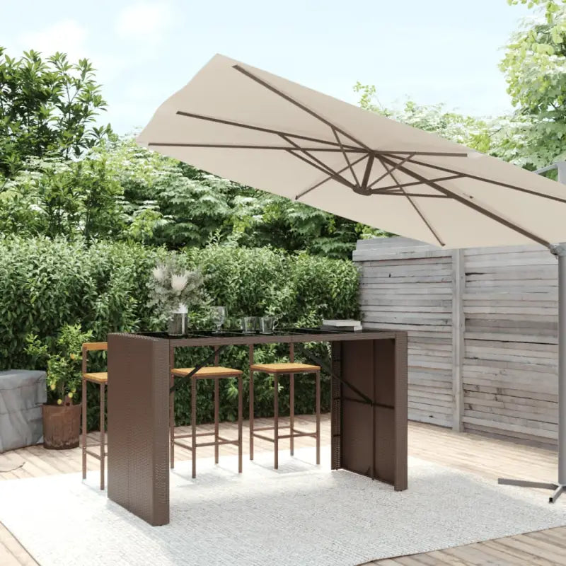 Tuintafel met glazen blad en poly rattan voor eenvoudig schoon plezier - Bruin / 185 x 80 x 110 cm / 1 - Tuintafels