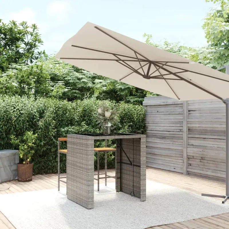 Tuintafel met glazen blad en poly rattan voor eenvoudig schoon plezier - Grijs / 105 x 80 x 110 cm / 1 - Tuintafels