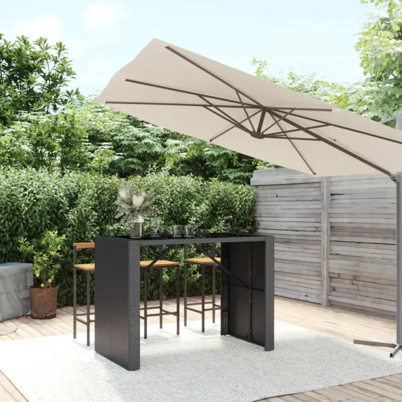 Tuintafel met glazen blad en poly rattan voor eenvoudig schoon plezier - Zwart / 145 x 80 x 110 cm / 1 - Tuintafels