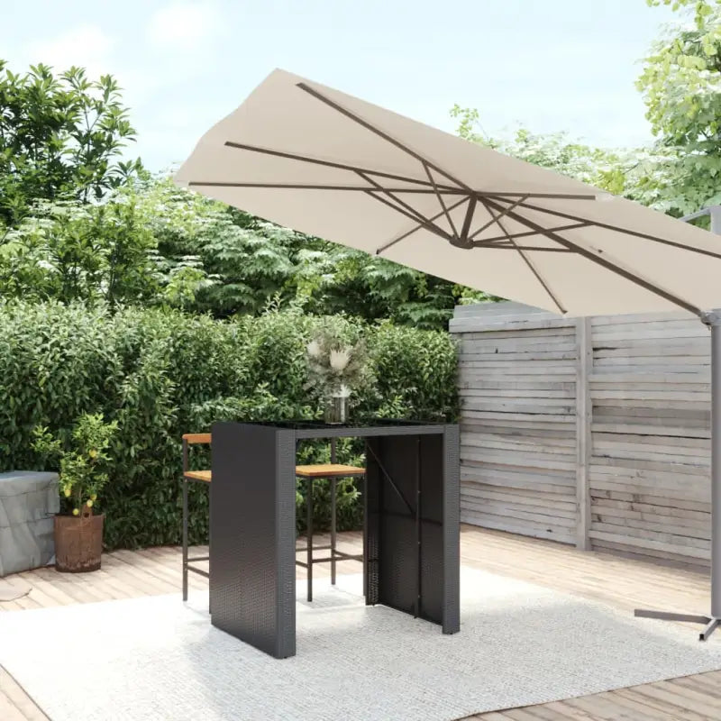 Tuintafel met glazen blad en poly rattan voor eenvoudig schoon plezier - Zwart / 105 x 80 x 110 cm / 1 - Tuintafels