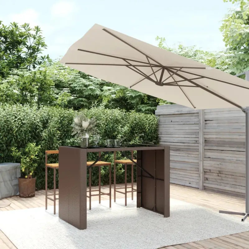 Tuintafel met glazen blad en poly rattan voor eenvoudig schoon plezier - Bruin / 145 x 80 x 110 cm / 1 - Tuintafels