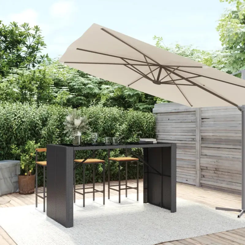 Tuintafel met glazen blad en poly rattan voor eenvoudig schoon plezier - Zwart / 185 x 80 x 110 cm / 1 - Tuintafels