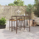 Tuintafel met glazen blad en poly rattan voor eenvoudig schoonmaken - Bruin / 110 x 70 x 110 cm / 1 - Tuintafels