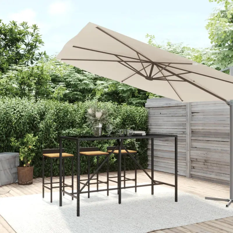 Tuintafel met glazen blad en poly rattan voor eenvoudig schoonmaken - Zwart / 180 x 70 x 110 cm / 1 - Tuintafels