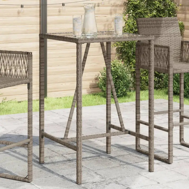 Tuintafel met glazen blad en poly rattan voor eenvoudig schoonmaken - Grijs / 70 x 70 x 110 cm / 1 - Tuintafels
