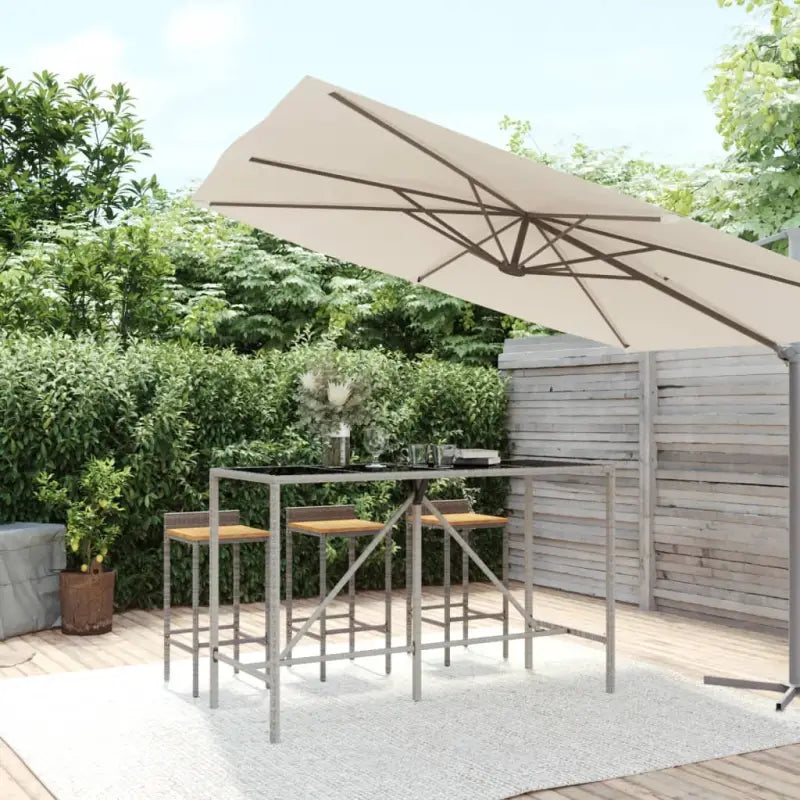 Tuintafel met glazen blad en poly rattan voor eenvoudig schoonmaken - Grijs / 180 x 70 x 110 cm / 1 - Tuintafels