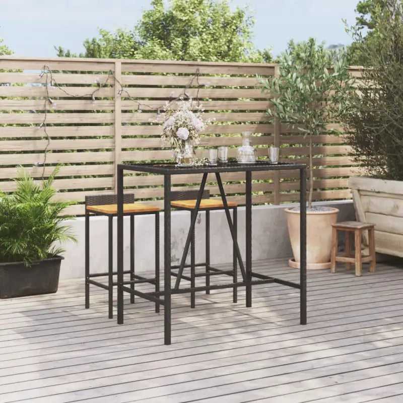 Tuintafel met glazen blad en poly rattan voor eenvoudig schoonmaken - Zwart / 110 x 70 x 110 cm / 1 - Tuintafels