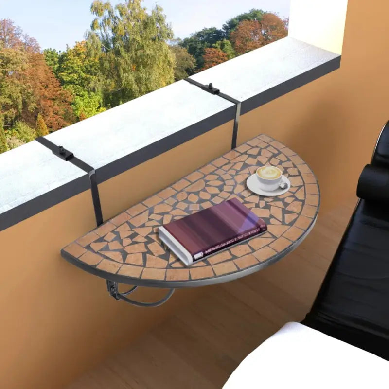 Tuintafel met halfcirkelvormig ontwerp voor balkon of terras - Bruin / 76 x 56 x 64 cm / 1 - Tuintafels