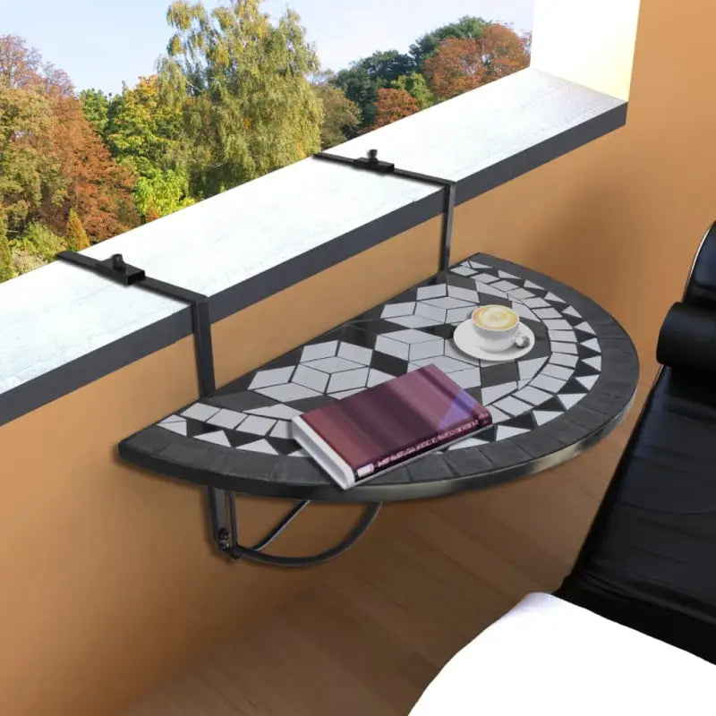 Tuintafel met halfcirkelvormig ontwerp voor balkon of terras - Zwart / 76 x 56 x 64 cm / 1 - Tuintafels