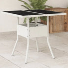 Tuintafel met houten blad en poly rattan voor eenvoudig schoon maken - Wit / 1 / Glas - Tuintafels