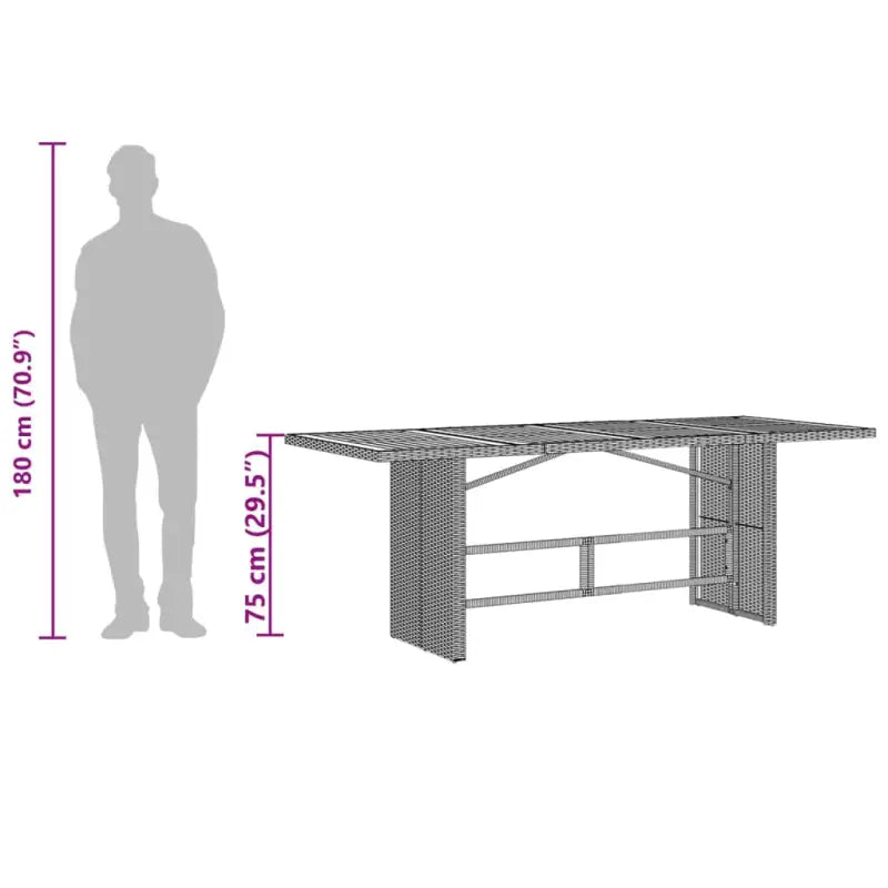 Tuintafel Met Houten Blad 190X80X75 Cm Poly Rattan