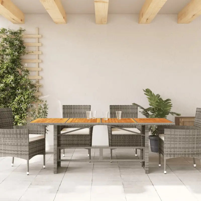 Tuintafel Met Houten Blad 190X80X75 Cm Poly Rattan
