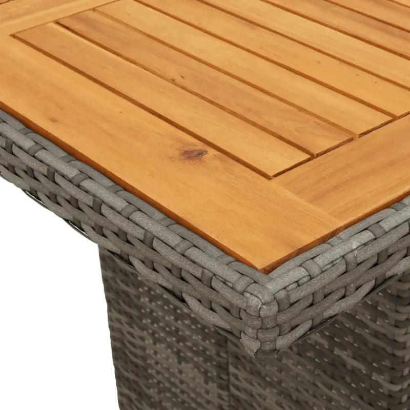 Tuintafel Met Houten Blad 190X80X75 Cm Poly Rattan