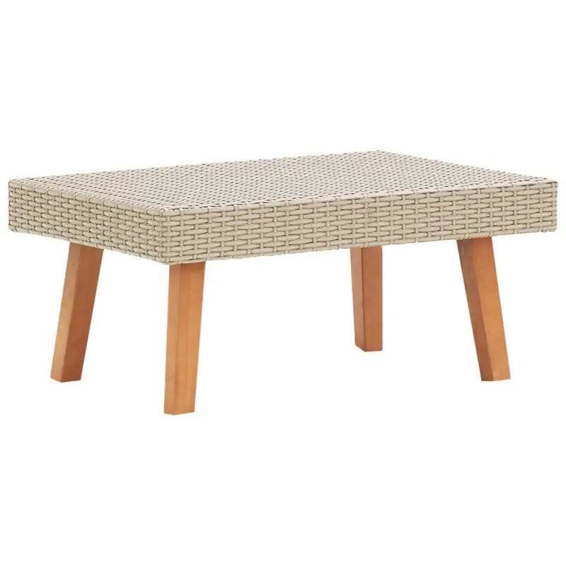 Tuintafel met Houten Poten Van PE-Rattan Voor Buitenruimtes - Beige / 1 - Tuintafels