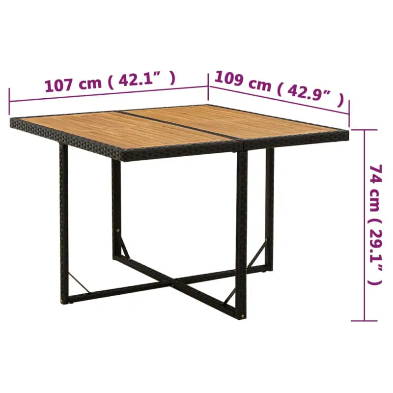 Tuintafel met massief acaciahout en weersbestendig PE-rattan - Tuintafels
