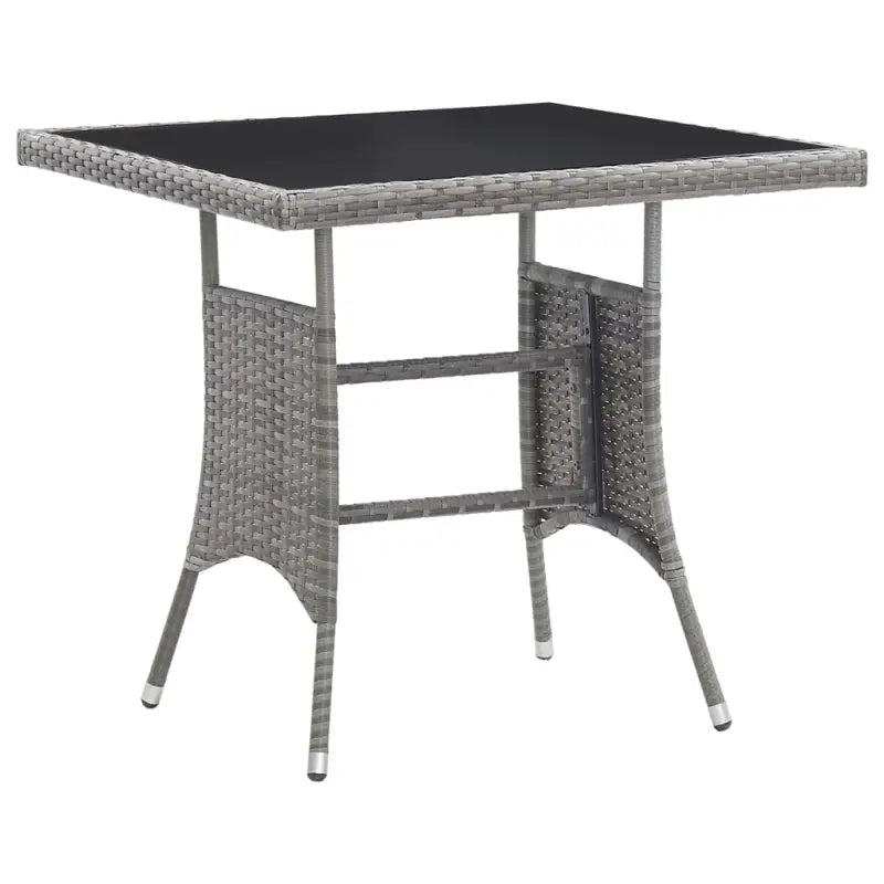 Tuintafel met poly rattan en glazen blad voor buitengebruik - 80 x 80 x 74 cm / 1 - Tuintafels