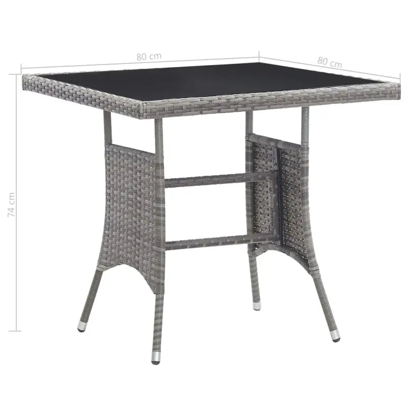 Tuintafel met poly rattan en glazen blad voor buitengebruik - Tuintafels