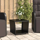 Tuintafel van massief acaciahout en PE-rattan eenvoudig schoon - Zwart / 1 / Glas - Tuintafels