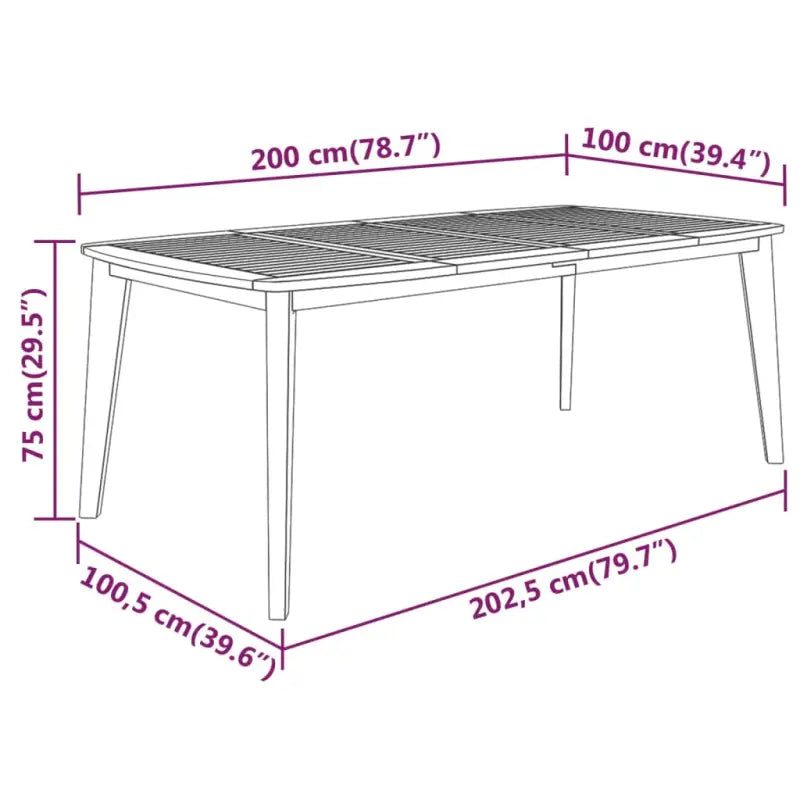 Tuintafel van massief acaciahout met diagonale poten - Tuintafels