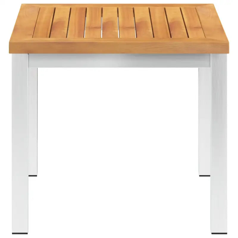 Tuintafel van massief acaciahout met roestvrij staal voor terras of zwembad - Tuintafels