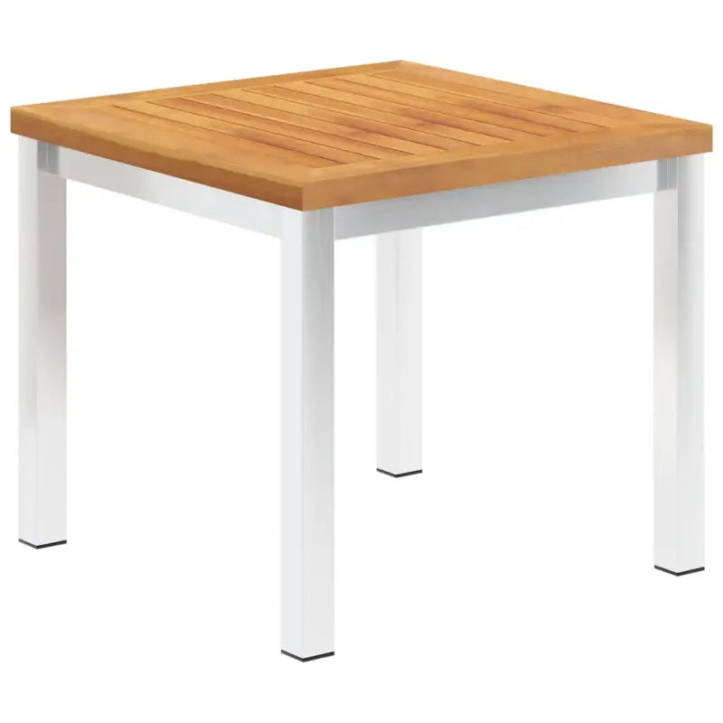 Tuintafel van massief acaciahout met roestvrij staal voor terras of zwembad - Tuintafels