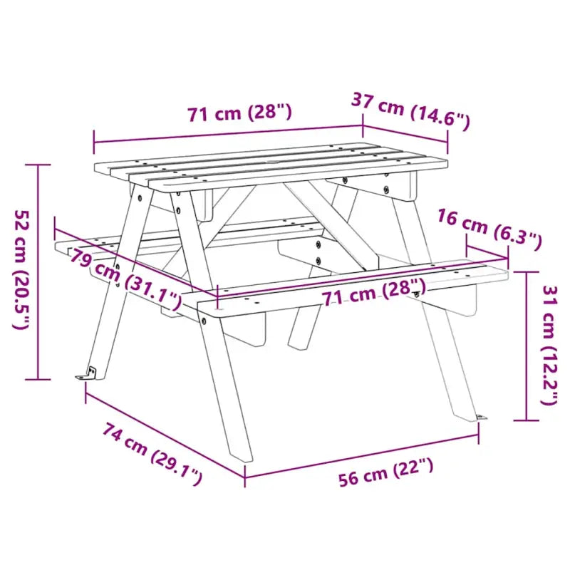 Tuintafel van massief vurenhout voor tuin en terras - Tuintafels
