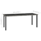 Tuintafel van PE-rattan en gepoedercoat staal met gehard glas - Tuintafels