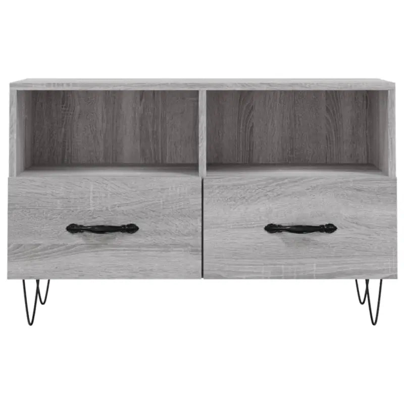 Tv-meubel in grijs Sonoma met bewerkt hout en ijzeren poten - Tv-meubels