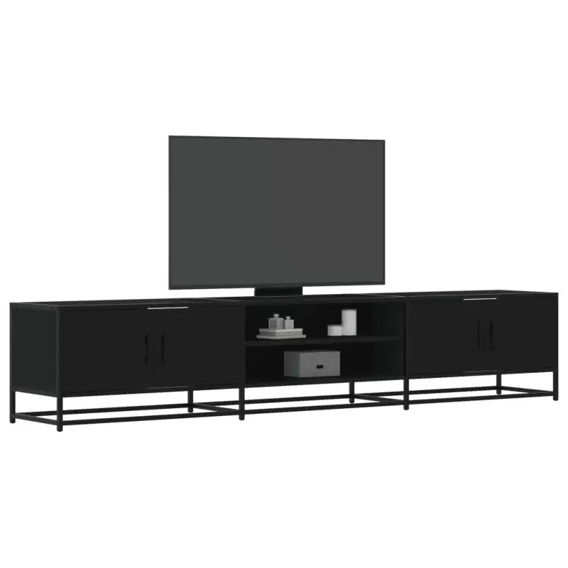 Tv-meubel in grijs Sonoma met bewerkt hout en industrieel metalen frame - Zwart / 1 / 210 cm - Tv-meubels